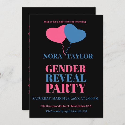 "Er oder sie? Was wird Baby sein?" Einladung (Vorne/Hinten)