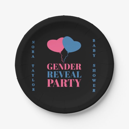 "Er oder sie? Was wird Baby sein?" Pappteller (Vorderseite)