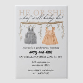 Er oder sie, Was wird das Baby sein? | Boho Pergament Einladungen