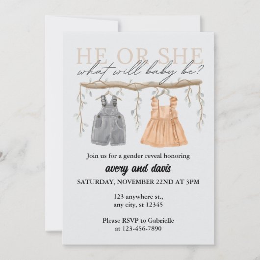 Er oder sie, was wird das Boho Geschlecht sein? Einladung (Vorderseite)