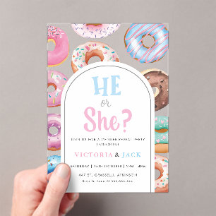 Er oder sie Watercolor Donut Pattern Geschlecht of Acryleinladungen