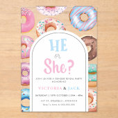 Er oder sie Watercolor Donut Pattern Geschlecht of Acryleinladungen (Vorderseite)