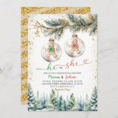 Er oder sie Weihnachten Baubles Gender Reveal Urla Einladung (Vorne/Hinten)