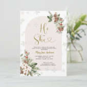 Er oder sie Weihnachts-Blumengeschlechtsdarstellun Einladung (Stehend Vorderseite)