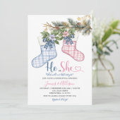 Er oder sie Weihnachtsgeschlechtsdarstellung Einladung (Stehend Vorderseite)