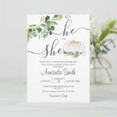 Er oder sie weiß Pumpkin Gender-Offenbarung Einladung (Stehend Vorderseite)