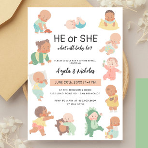 Er oder Sie Wie süß wird unser Baby nur sein Gesch Einladung