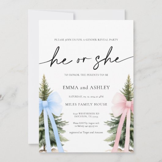 Er oder sie Winter Gender Offenlegung Einladung (Vorderseite)