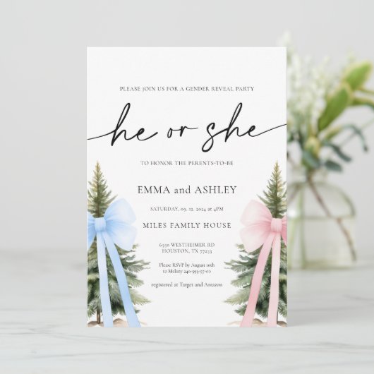 Er oder sie Winter Gender Offenlegung Einladung (Stehend Vorderseite)