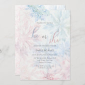 Er oder sie Winter Pink Blue Snowflake Gender Part Einladung (Vorne/Hinten)