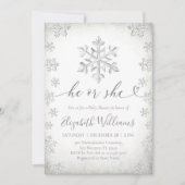 Er oder Sie Winter-Schneeflocken-Baby-Shower-Einla Einladung (Vorderseite)