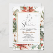 Er oder sie Winter Weihnachts-Blumengeschlechtsdar Einladung (Vorderseite)