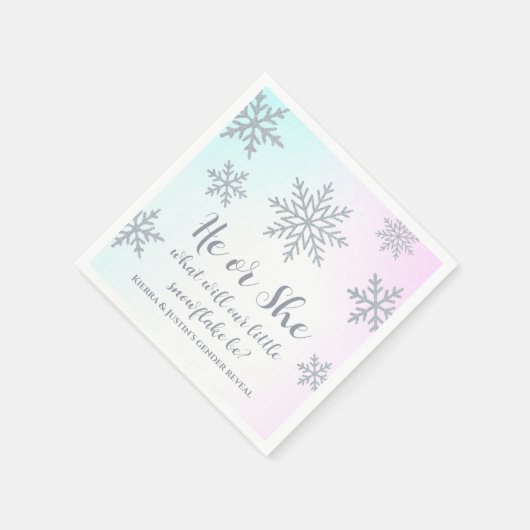 Er oder sie Winter Wonderland Gender Reveal Party Serviette (Ecke)