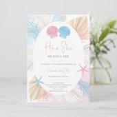 Er oder sie "Wir Muschel" sehen, wie die Geschlech Einladung (Stehend Vorderseite)