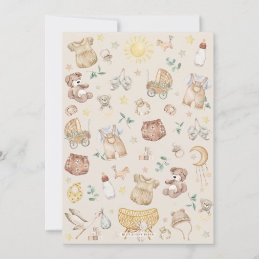 Er oder sie zeigen eine moderne Boho-Gender-Dusche Einladung (Rückseite)