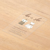 Er oder sie zeigen neutrale Baby Kleidung Gender R Acryleinladungen (Ablage )