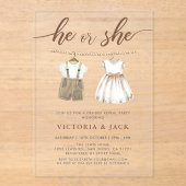 Er oder sie zeigen neutrale Baby Kleidung Gender R Acryleinladungen (Vorderseite)