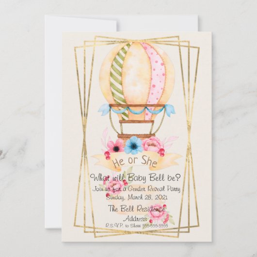 Er oder sie zeigen Party Einladung über Geschlecht (Vorderseite)