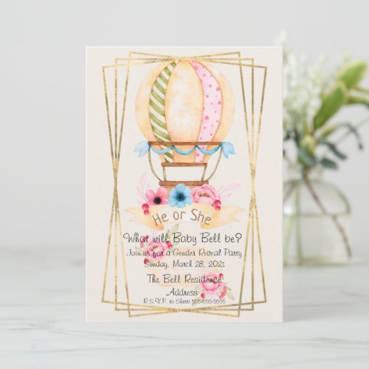 Er oder sie zeigen Party Einladung über Geschlecht (Stehend Vorderseite)