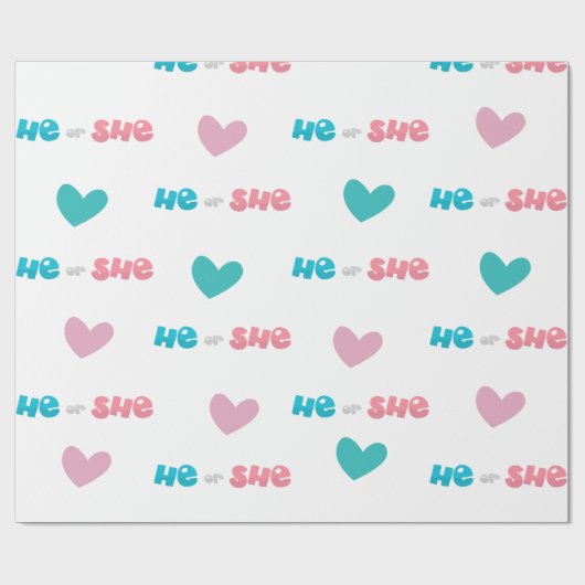 Er oder sie zeigt das Party des Blauen Rosa-Geschl Geschenkpapier (Flach)