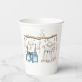 Er oder sie zeigt die Gender-Bekleidung Pappbecher (Rückseite)