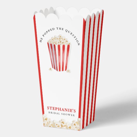 Er Poppte das Frage-Brautparty Popcorn Geschenkschachtel (Vorderseite)