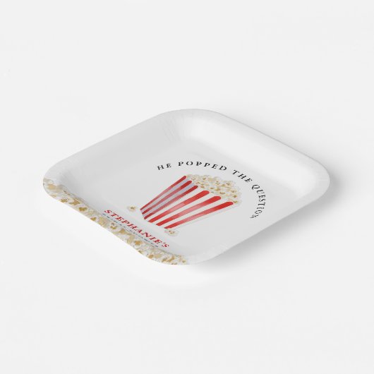 Er Poppte das Frage-Brautparty Popcorn Pappteller (Gewinkelt)