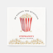 Er Poppte das Frage-Brautparty Popcorn Serviette (Vorderseite)