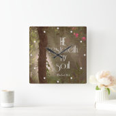 Er restoreth mein Soul-Bibel-Vers Quadratische Wanduhr (Zuhause)