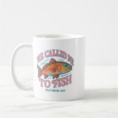 Er rief mich an, Matthew 4 19 Fisch auf Glaubensba Kaffeetasse (Links)