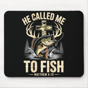 Er rief zum Fischen Männer christlicher Fischer Gl Mousepad