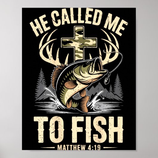 Er rief zum Fischen Männer christlicher Fischer Gl Poster (Vorne)