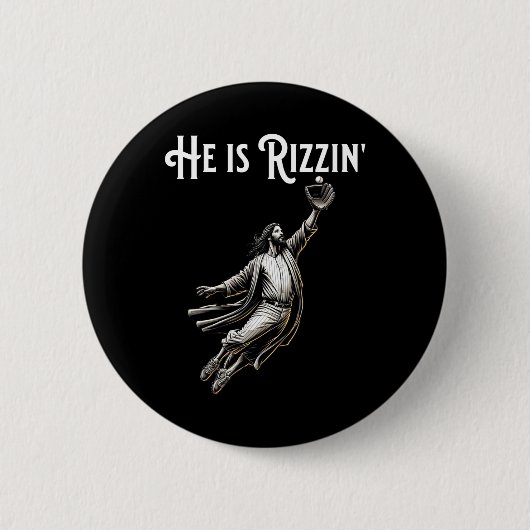 Er rizzin Jesus spielen Baseball Fun Sport Riz Button (Vorderseite)