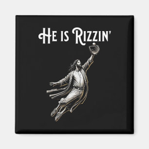 Er rizzin Jesus spielen Baseball Fun Sport Riz Magnet