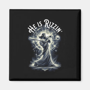 Er rizzin Jesus spielen Baseball Fun Sport Riz Magnet