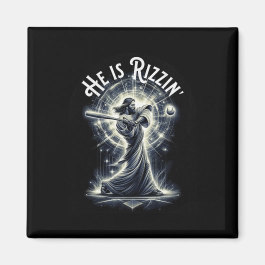 Er rizzin Jesus spielen Baseball Fun Sport Riz Magnet (Vorne)