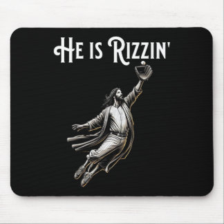 Er rizzin Jesus spielen Baseball Fun Sport Riz Mousepad