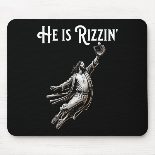 Er rizzin Jesus spielen Baseball Fun Sport Riz Mousepad (Vorne)