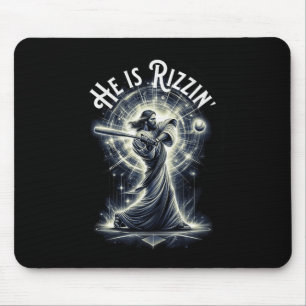 Er rizzin Jesus spielen Baseball Fun Sport Riz Mousepad