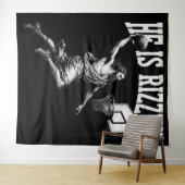 Er rizzin lustigen Jesus Basketball Ostertag Wandteppich (Beispiel (Horizontal))