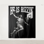 Er rizzin lustigen Jesus Basketball Ostertag Wandteppich (Vorderseite)