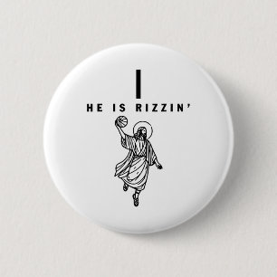 Er Rizzin OsterJesus Basketball Christliche Rolle Button