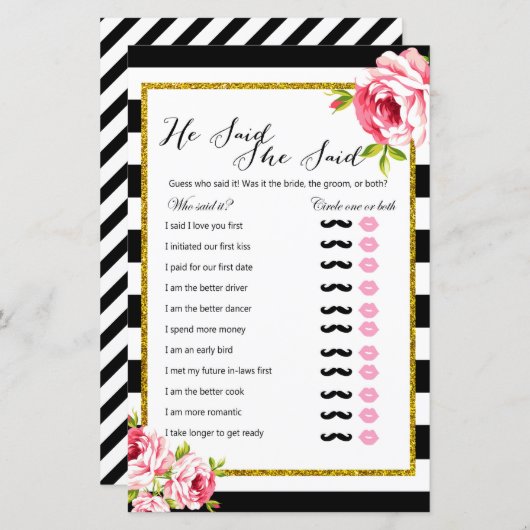 Er sagte: "Brautparty Game" (Vorne/Hinten)