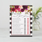 Er sagte: "Brautparty Game" Einladung (Stehend Vorderseite)