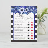 Er sagte: "Brautparty Game" Einladung (Stehend Vorderseite)