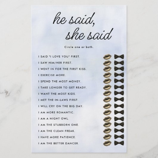 Er sagte Cloud 9 Brautparty Game Elegante Sky Flyer (Vorne)