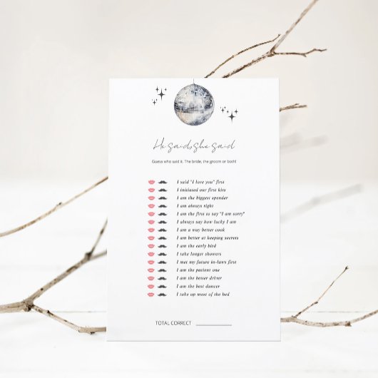 Er sagte: "Disco Ball Brautparty Game"