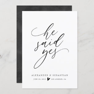 Er sagte ja einfache Skript-Verlobungs-Mitteilung Einladung