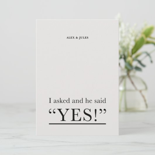 Er sagte Ja Word Text Engagement Partei Einladung (Stehend Vorderseite)