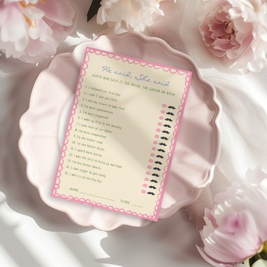 Er sagte, sie habe Brautparty Game Card gesagt Einladung